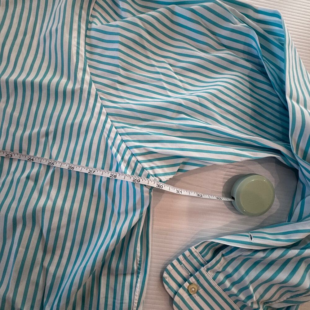 Ralph Lauren Men's 3XLT Tall Striped Button Down Shirt Turquoise White Cotton - Picture 14 of 16